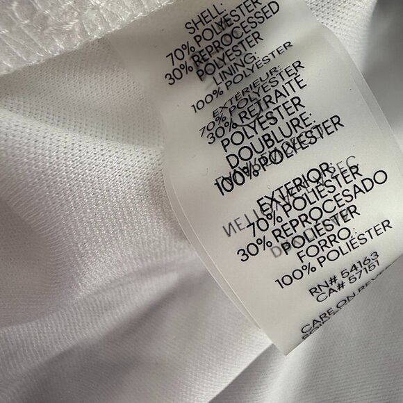 Tommy Hilfiger Ruffled Dress White & Blue V-Neck Tie Belt Lined Size 6 cap sleev - Picture 11 of 14